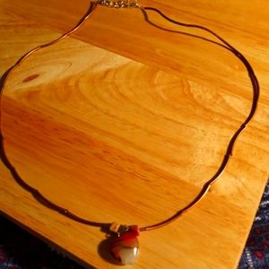 Handmade Heart Pendant necklace, adjustable 22in